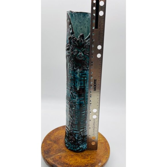 Vintage Artistic Studio Pottery Vase Hand Crafted Turquoise Unique Mid Century - Picture 5 of 8